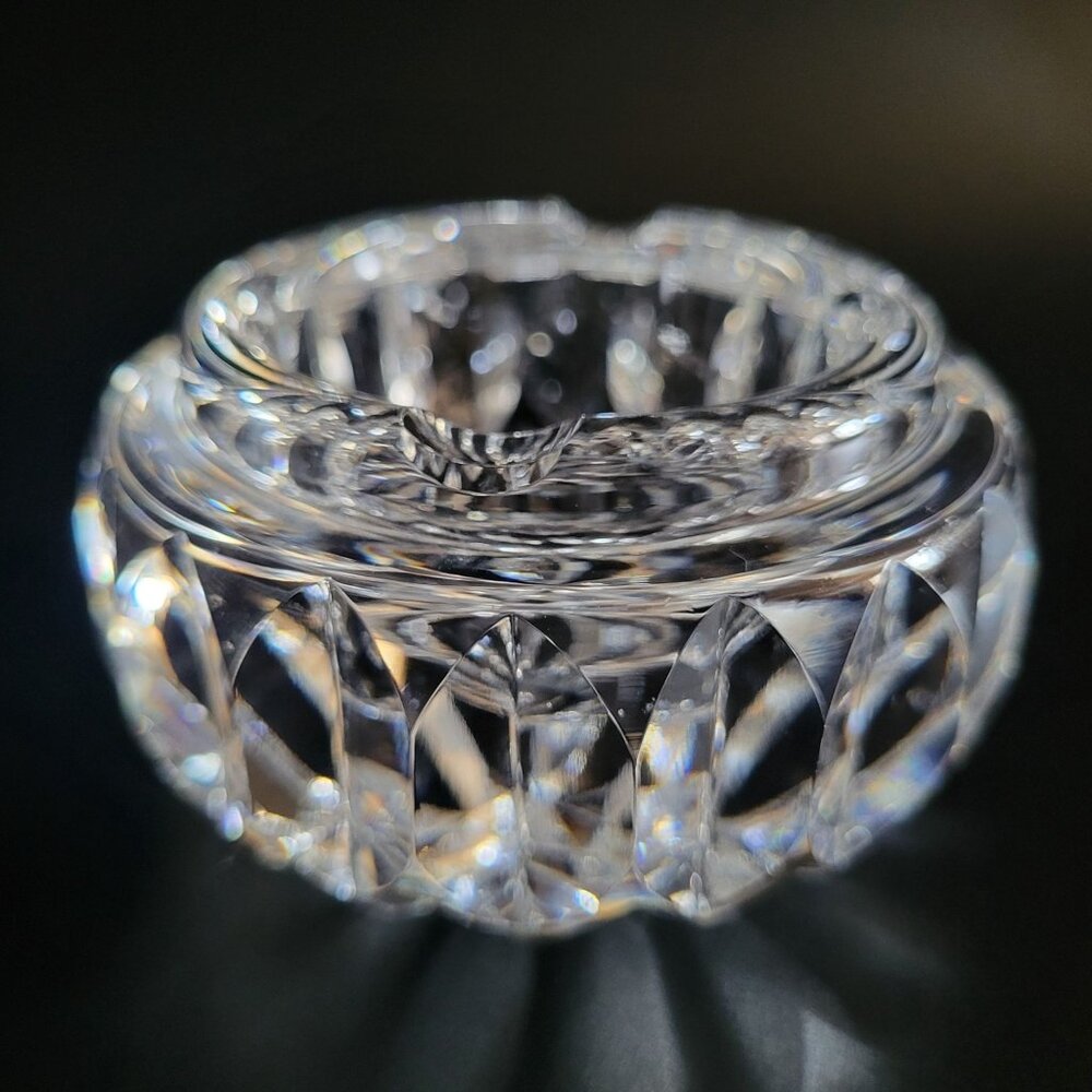 Waterford Heavy Cut Crystal Ashtray Bowl Faceted Design 3.5" Diameter